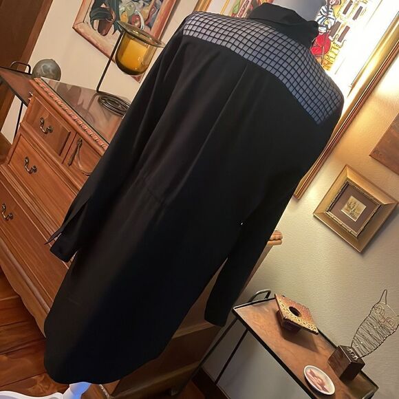 Loft Black Drawstring Waist Shirt Dress - S - Picture 3 of 9